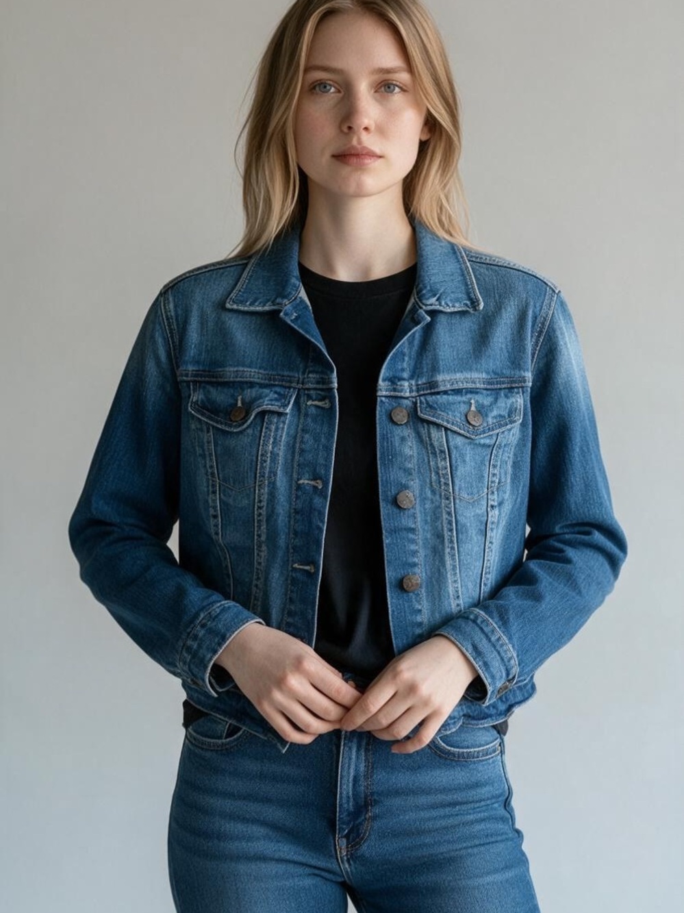 Jessica Simpson Medium Wash Stretch Denim Jean Jacket Size M
